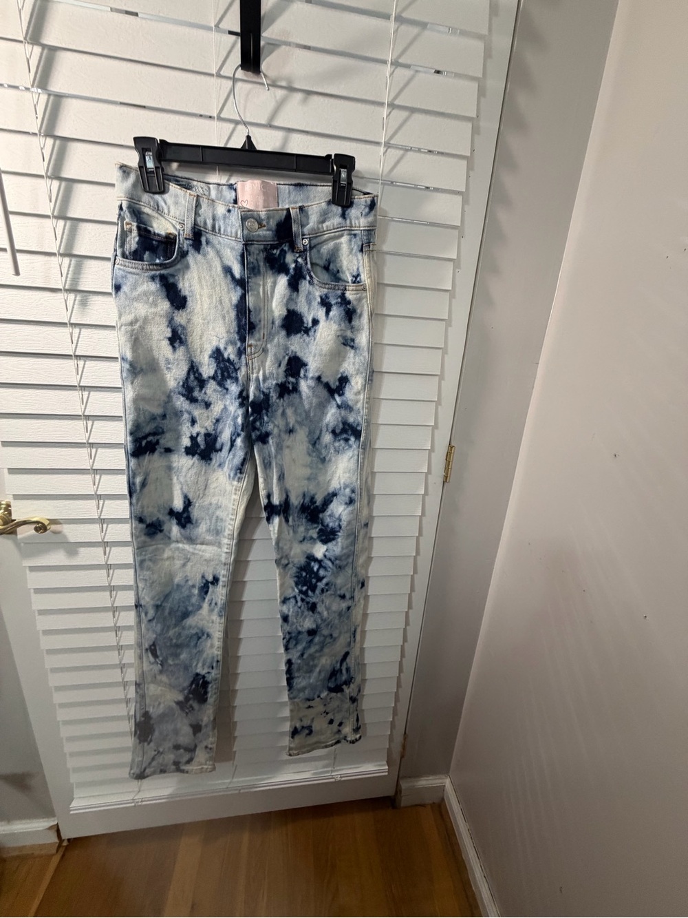 REVICE Women's Tie-Dye Blue and White Jeans
